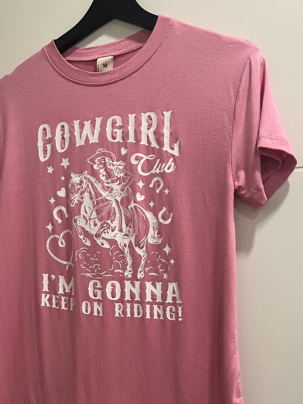 Pink Cowgirl Club Graphic Tee Western Rodeo Cowboy T-Shirt Medium